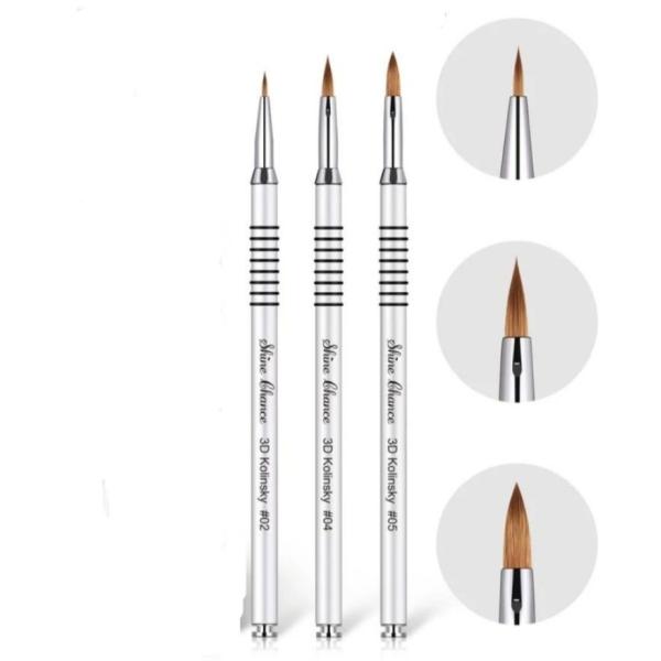 Kit 3 Pinceles para Uñas